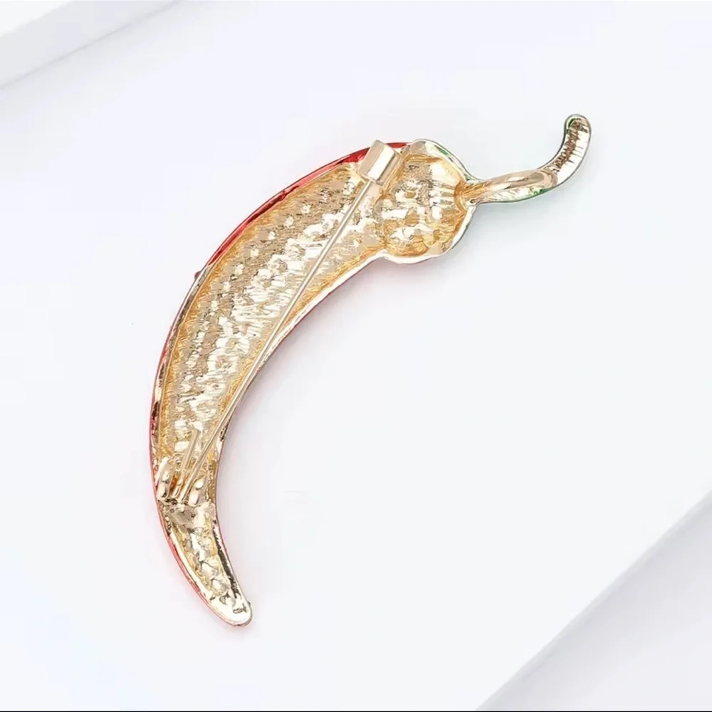 Red Chili Pepper Gold Brooch